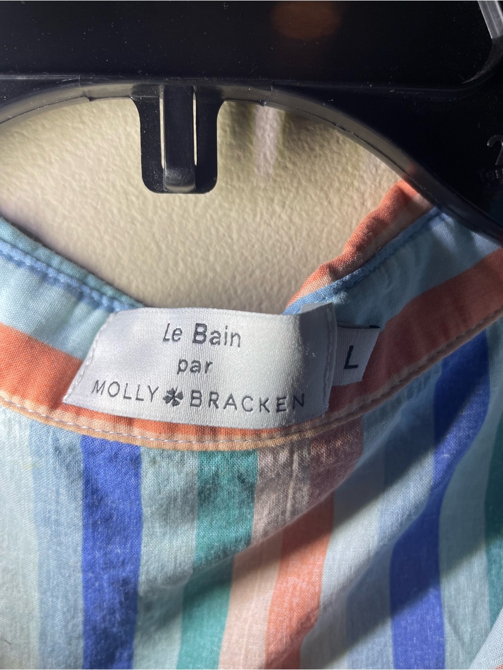 Le Bain Par Molly Bracken Striped Wrap Romper Size L Pastel Tie Waist Collared - Picture 6 of 8